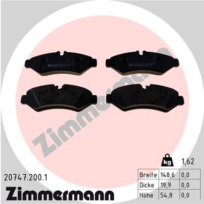 207472001 ZIMMERMANN Комплект тормозных колодок, дисковый тормоз