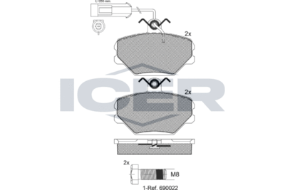 180729700 ICER Комплект тормозных колодок, дисковый тормоз