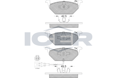 181349396 ICER Комплект тормозных колодок, дисковый тормоз
