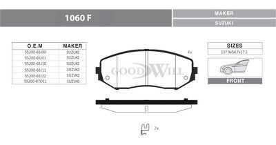 1060F GOODWILL Комплект тормозных колодок, дисковый тормоз