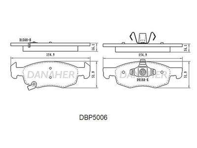 DBP5006 DANAHER Комплект тормозных колодок, дисковый тормоз