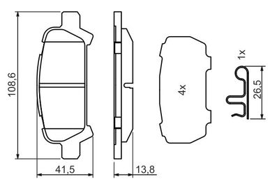 0986494445 BOSCH Комплект тормозных колодок, дисковый тормоз