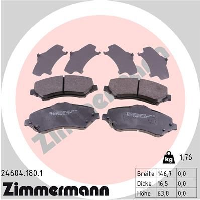 246041801 ZIMMERMANN Комплект тормозных колодок, дисковый тормоз