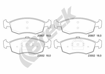 235520070200 BRECK Комплект тормозных колодок, дисковый тормоз