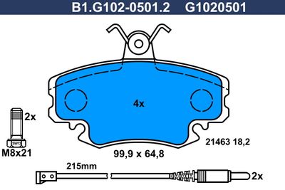 B1G10205012 GALFER Комплект тормозных колодок, дисковый тормоз