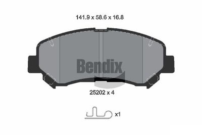 BPD1143 BENDIX Braking Комплект тормозных колодок, дисковый тормоз
