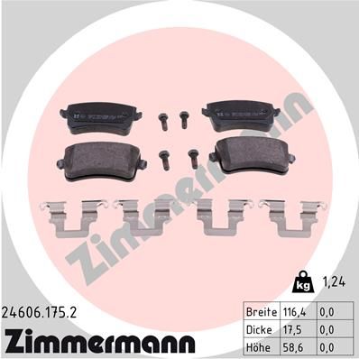 246061752 ZIMMERMANN Комплект тормозных колодок, дисковый тормоз