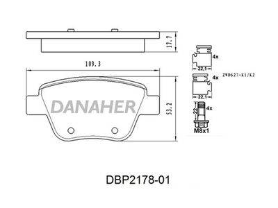 DBP217801 DANAHER Комплект тормозных колодок, дисковый тормоз