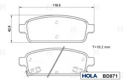 BD871 HOLA Комплект тормозных колодок, дисковый тормоз