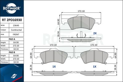 RT2PD16930 ROTINGER Комплект тормозных колодок, дисковый тормоз