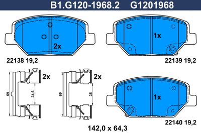 B1G12019682 GALFER Комплект тормозных колодок, дисковый тормоз