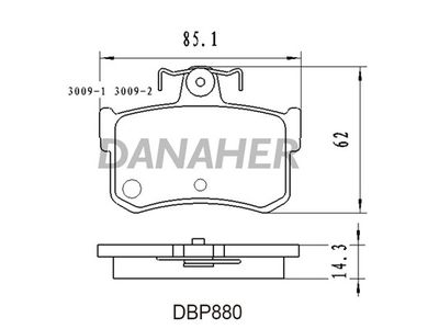 DBP880 DANAHER Комплект тормозных колодок, дисковый тормоз