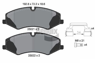 BPD2218 BENDIX Braking Комплект тормозных колодок, дисковый тормоз