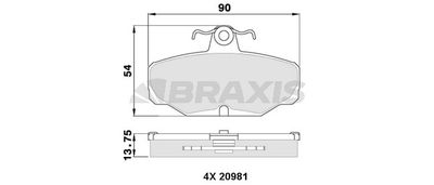 AA0325 BRAXIS Комплект тормозных колодок, дисковый тормоз
