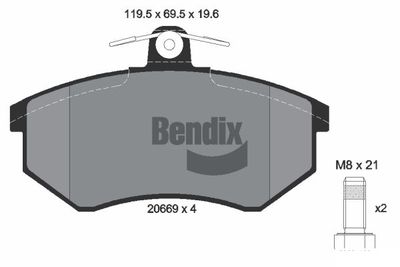 BPD1718 BENDIX Braking Комплект тормозных колодок, дисковый тормоз