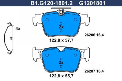 B1G12018012 GALFER Комплект тормозных колодок, дисковый тормоз