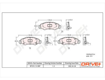 DP1010100087 Dr!ve+ Комплект тормозных колодок, дисковый тормоз