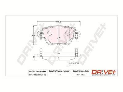 DP1010100852 Dr!ve+ Комплект тормозных колодок, дисковый тормоз