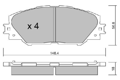 BPTO1011 AISIN Комплект тормозных колодок, дисковый тормоз