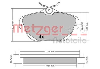 1170653 METZGER Комплект тормозных колодок, дисковый тормоз