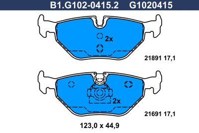 B1G10204152 GALFER Комплект тормозных колодок, дисковый тормоз