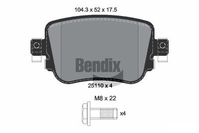 BPD1511 BENDIX Braking Комплект тормозных колодок, дисковый тормоз