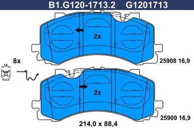B1G12017132 GALFER Комплект тормозных колодок, дисковый тормоз