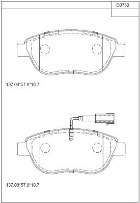 KD0750 ASIMCO Комплект тормозных колодок, дисковый тормоз