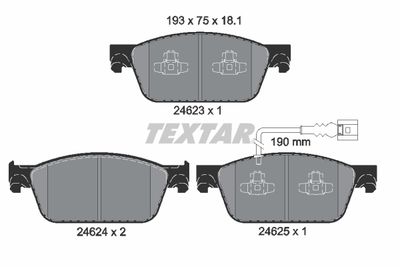 2462301 TEXTAR Комплект тормозных колодок, дисковый тормоз