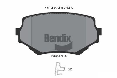 BPD1412 BENDIX Braking Комплект тормозных колодок, дисковый тормоз