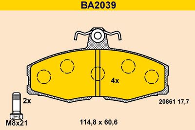 BA2039 BARUM Комплект тормозных колодок, дисковый тормоз