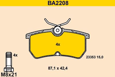 BA2208 BARUM Комплект тормозных колодок, дисковый тормоз