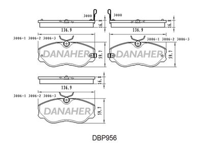 DBP956 DANAHER Комплект тормозных колодок, дисковый тормоз