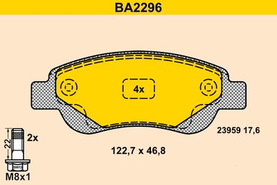 BA2296 BARUM Комплект тормозных колодок, дисковый тормоз