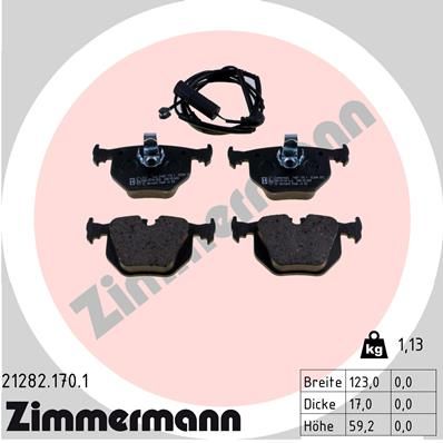 212821701 ZIMMERMANN Комплект тормозных колодок, дисковый тормоз