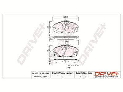 DP1010100026 Dr!ve+ Комплект тормозных колодок, дисковый тормоз