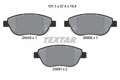 2454901 TEXTAR Комплект тормозных колодок, дисковый тормоз