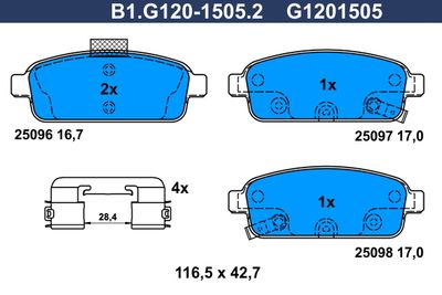 B1G12015052 GALFER Комплект тормозных колодок, дисковый тормоз