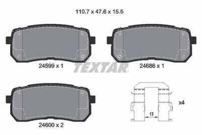 2459901 TEXTAR Комплект тормозных колодок, дисковый тормоз