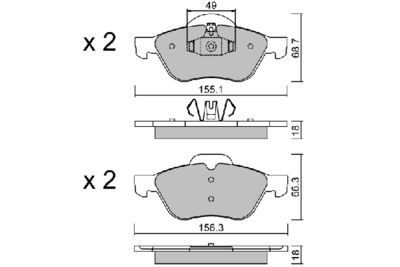 BPRE1016 AISIN Комплект тормозных колодок, дисковый тормоз