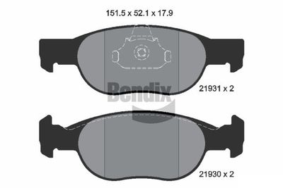 BPD1864 BENDIX Braking Комплект тормозных колодок, дисковый тормоз