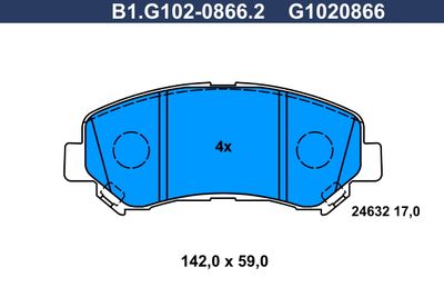 B1G10208662 GALFER Комплект тормозных колодок, дисковый тормоз