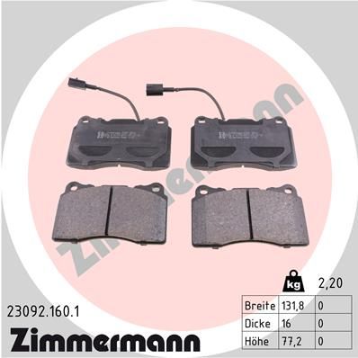 230921601 ZIMMERMANN Комплект тормозных колодок, дисковый тормоз