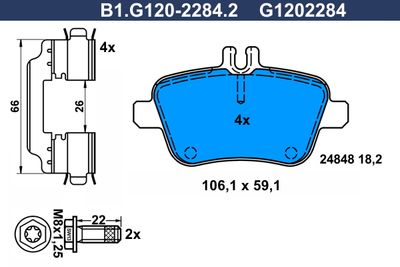 B1G12022842 GALFER Комплект тормозных колодок, дисковый тормоз