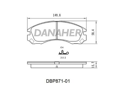 DBP87101 DANAHER Комплект тормозных колодок, дисковый тормоз