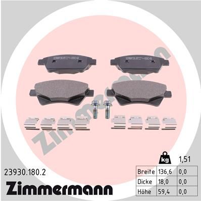 239301802 ZIMMERMANN Комплект тормозных колодок, дисковый тормоз