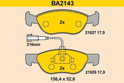 BA2143 BARUM Комплект тормозных колодок, дисковый тормоз