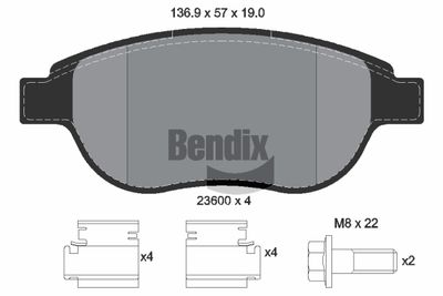 BPD1043 BENDIX Braking Комплект тормозных колодок, дисковый тормоз