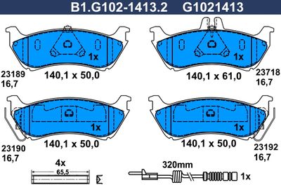 B1G10214132 GALFER Комплект тормозных колодок, дисковый тормоз