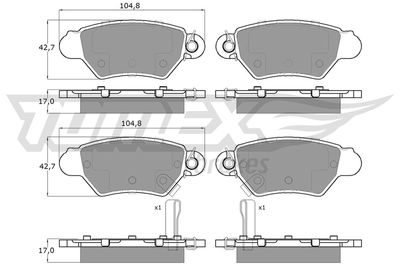 TX1412 TOMEX Brakes Комплект тормозных колодок, дисковый тормоз